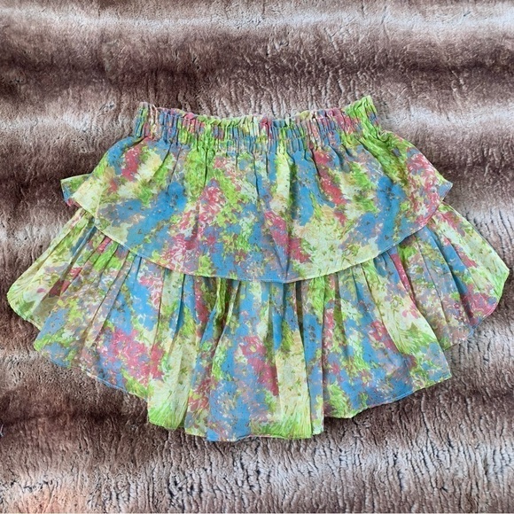 LoveShackFancy Ruffle Mini Skirt Pastel Fields - Picture 4 of 10